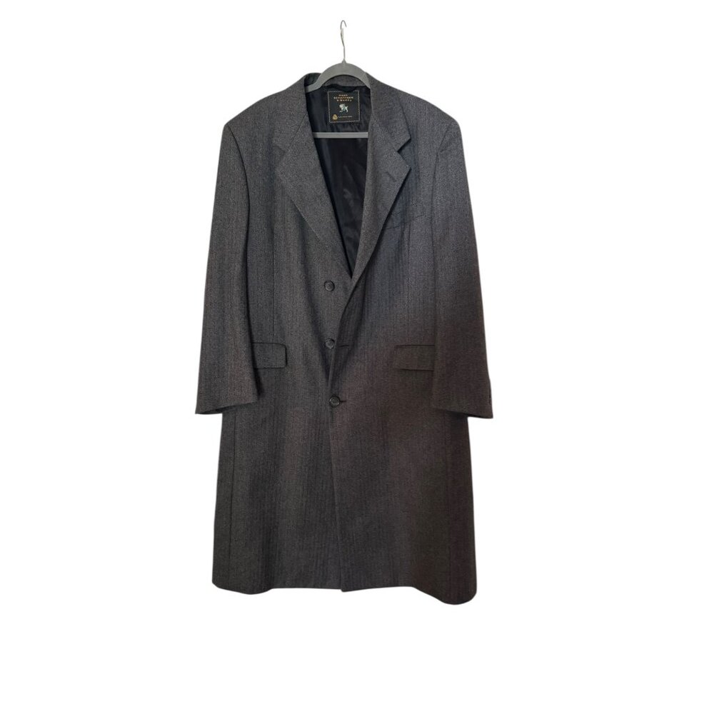 Hart Schaffner Marx 100% Virgin Wool 3 Button Long Trench Coat Mens 42L